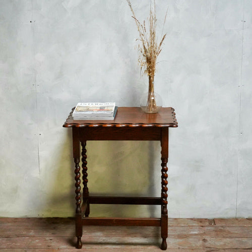 Antique 1920's Oak Barley Twist Side Table