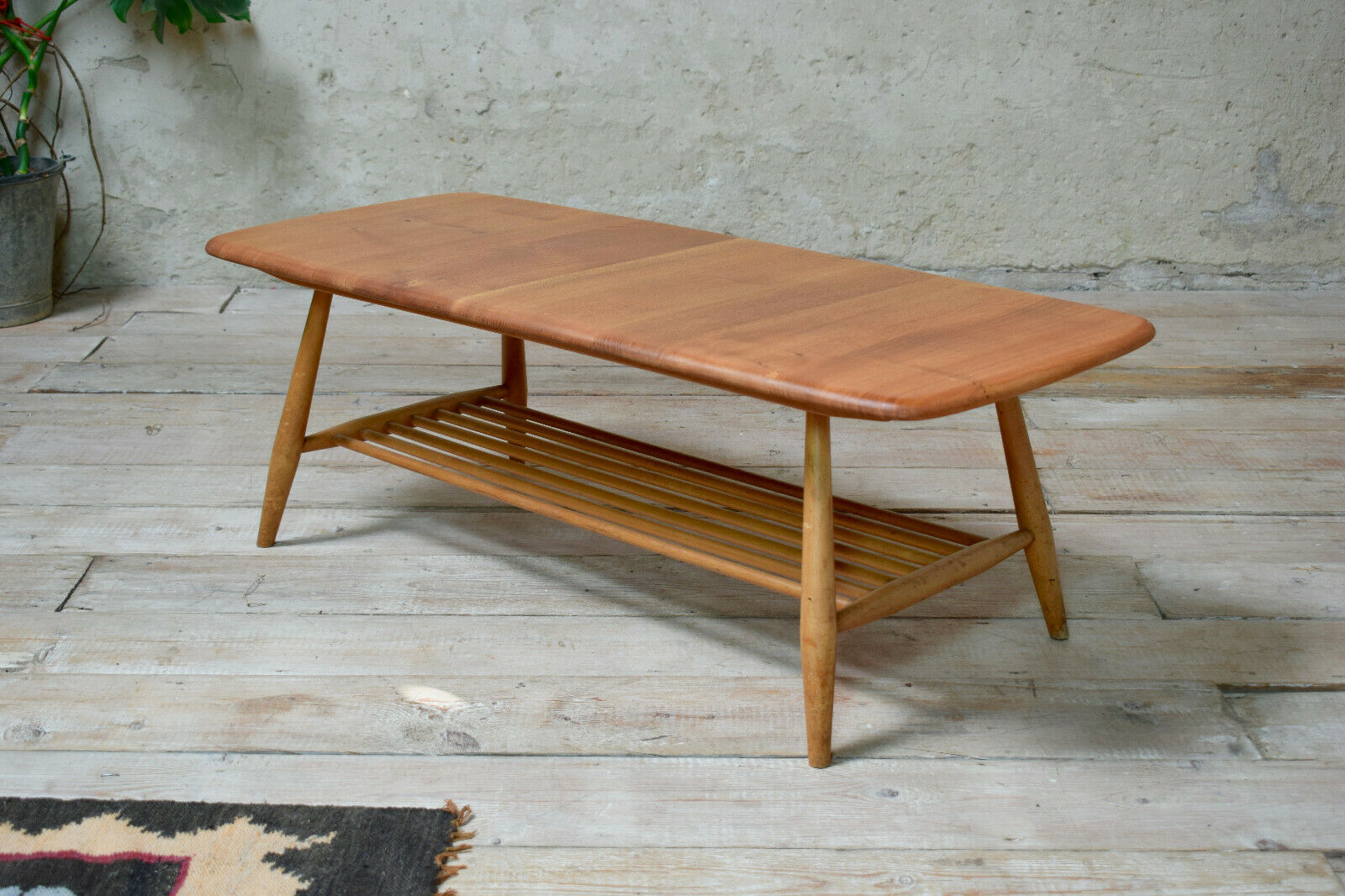 Vintage Mid Century Blonde Ercol Coffee Table With Magazine Rack ...