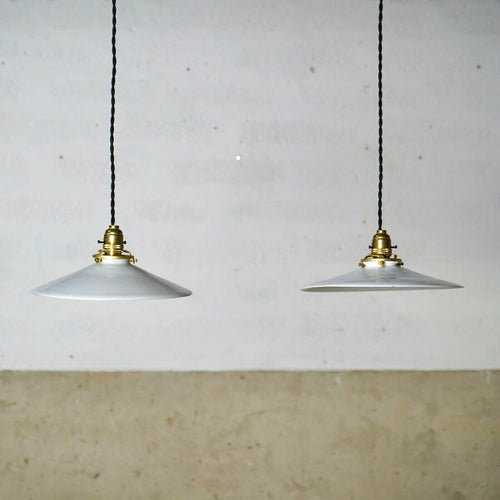Pair Of Vintage French Glass Pendant Light Shades