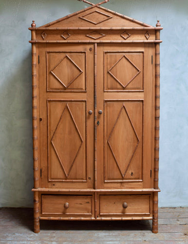 Vintage Faux Bamboo Wardrobe - Armoire
