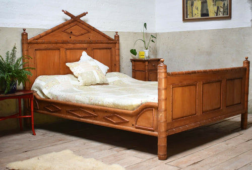 Vintage Faux Bamboo Pine King Size Bed