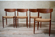 Vintage Teak Danish Papercord Dining Chairs by AM Mobler Model 501