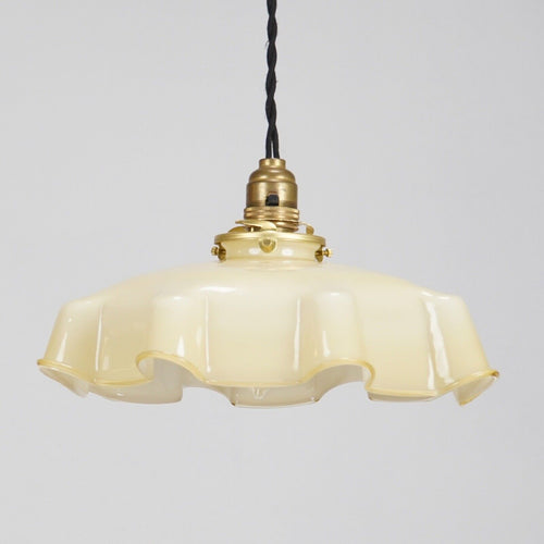 French Yellow Glass Ribbon Edge Pendant Light