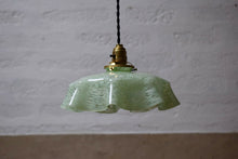 Vintage French Green Glass Pendant Light Shade
