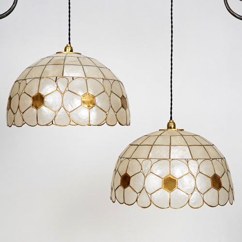 Pair Of Vintage Capiz Light Shades