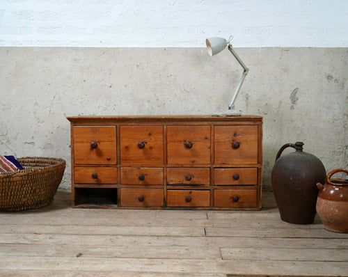 Antique Victorian Pine Bank Of Drawers