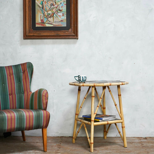 Antique Bamboo Chinoiserie Faux Bamboo Painted Side Table