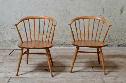 Pair Of Vintage Ercol Cow Horn Dining Chairs