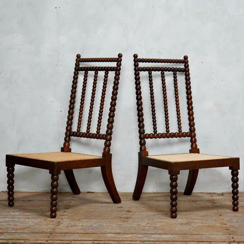 Pair of Antique English 19th Century Bobbin Turned Chairs