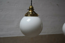 Vintage French White Glass Globe Pendant Light Shade
