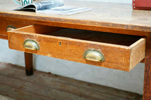 Antique Twin Drawer Oak Desk