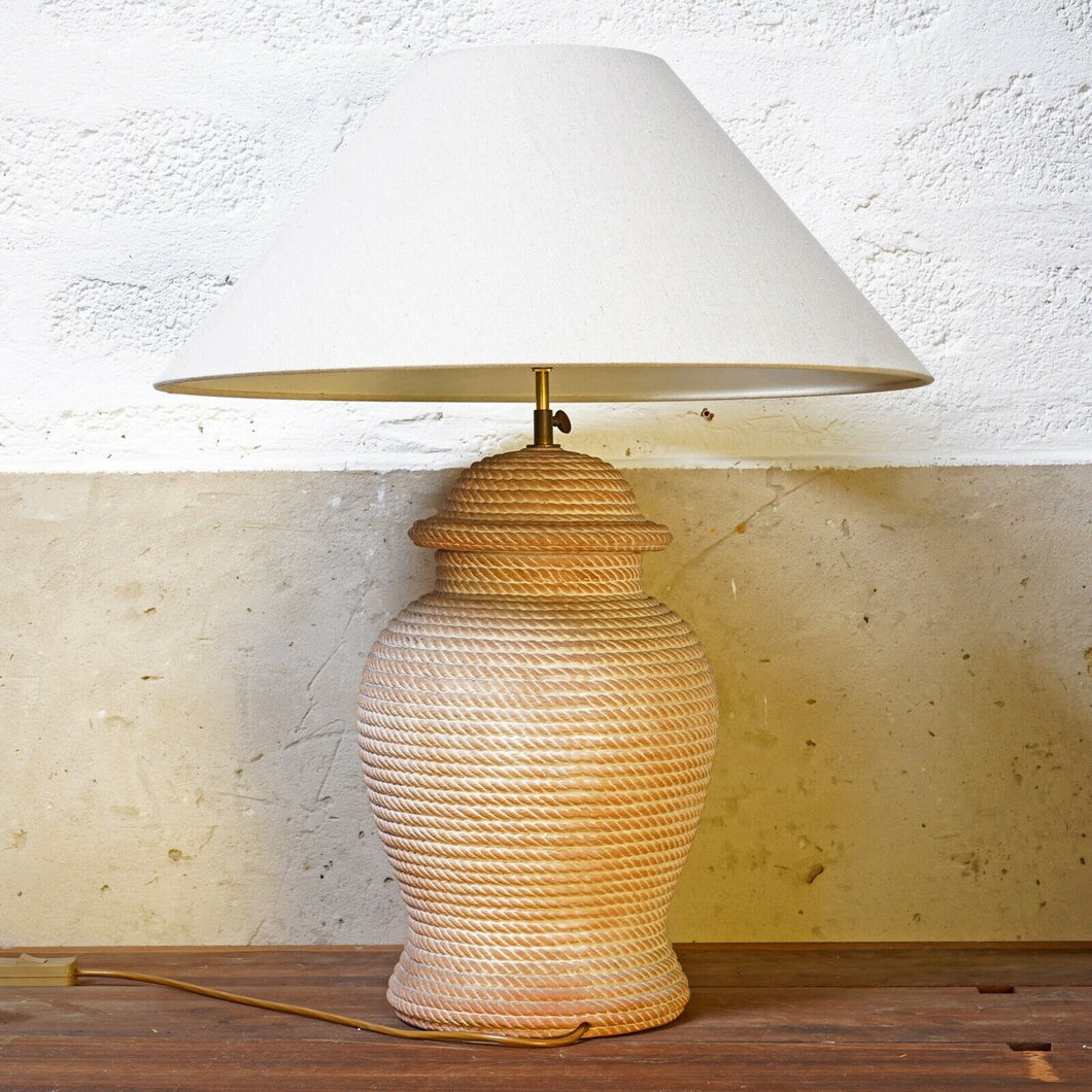 French Vintage Terracotta Rope Coil Table Lamp