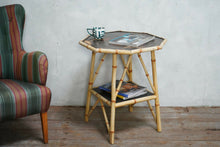 Antique Bamboo Chinoiserie Faux Bamboo Painted Side Table