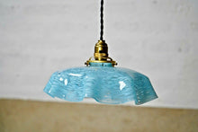 Vintage French Blue Glass Pendant Light Shade