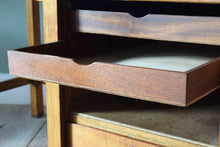 Mid Century Oak Tambour Cabinet Desk