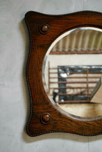 Antique Oak Scalloped Edge Mirror