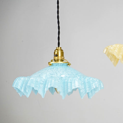 French Speckle Blue Glass Snowflake Pendant Light