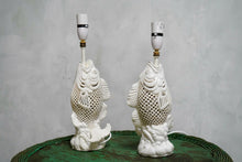 Pair Of Vintage Koi Carp Ceramic Table Lamps
