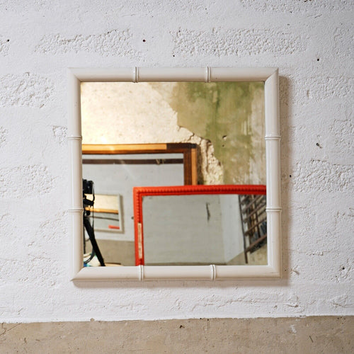 White Faux Bamboo Painted Frame Mirror