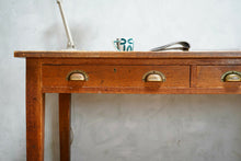 Antique Twin Drawer Oak Desk
