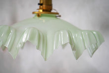Vintage French Glass Pendant Light Shade Green