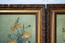 Pair Of Antique Decorative Floral Portrait Oil Paintings