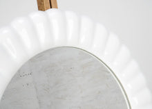 Vintage White Ceramic Wall Mirror With Scalloped Edge