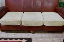 Large French Vintage Leather Sofa