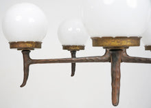 Pair Of French 1970s Iron And Glass Chandeliers