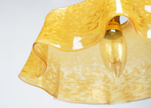 French Yellow Glass Ribbon Edge Pendant Light