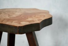 Vintage Brutalist Solid Elm Cricket Table