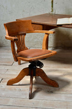 Vintage Oak Desk With Matching Captain Desk Chair