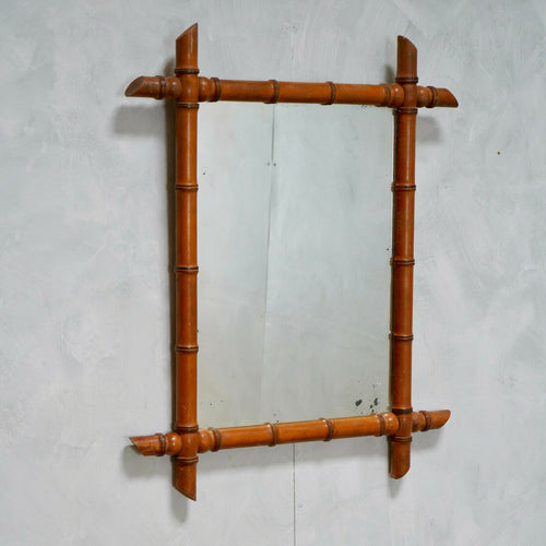 Antique French Faux Bamboo Mirror
