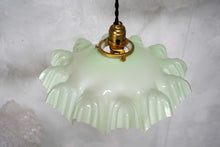 Vintage French Glass Pendant Light Shade Green