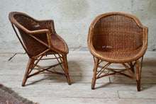 Pair Of Vintage Cane Wicker Tub Chairs