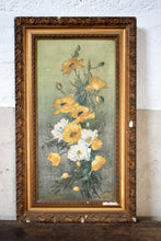 Pair Of Antique Decorative Floral Portrait Oil Paintings