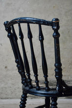 Antique Victorian Spindle Back Turned Leg Black Chair