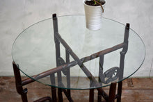 Antique Chinese Folding Faux Bamboo Glass Top Table