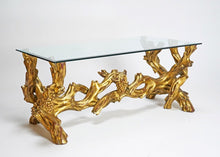 Italian 19th C Gold Gilt Wood Craved Vine & Grapes Coffee Table