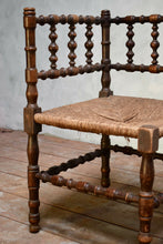 Antique Bobbin Turned Weaved Corner Seat