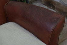 Large French Vintage Leather Sofa