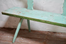 Antique Hungarian Rustic Green Garden Bench