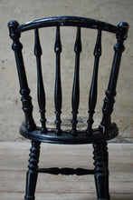 Antique Victorian Spindle Back Turned Leg Black Chair