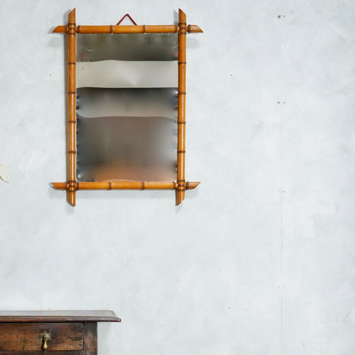 Antique French Faux Bamboo Mirror