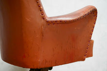 Vintage Leather Art-Deco Tilt and Swivel Desk Chair