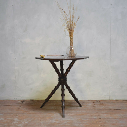 Antique Victorian Faux Bamboo Gypsy Tripod Side Table