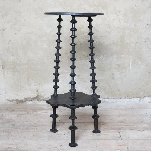 Antique French Folk Art Spool Side Table