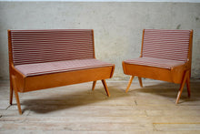 Mid Century Pinstripe Bench And Matching Chair