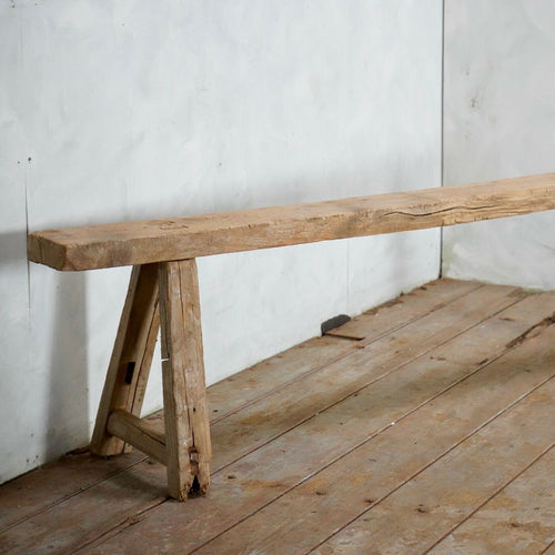 Vintage Rustic Elm Chinese Bench Low