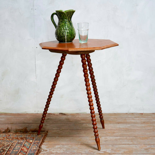 Antique Victorian Bobbin Turned Tripod Side Table